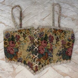 Cider Floral Lace-Up Corset Top - Multicolor